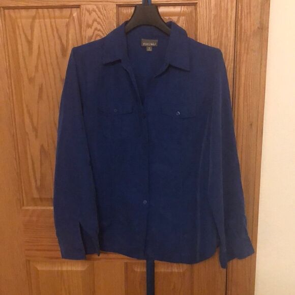 Blue Modal blend button up shirt - Picture 3 of 7